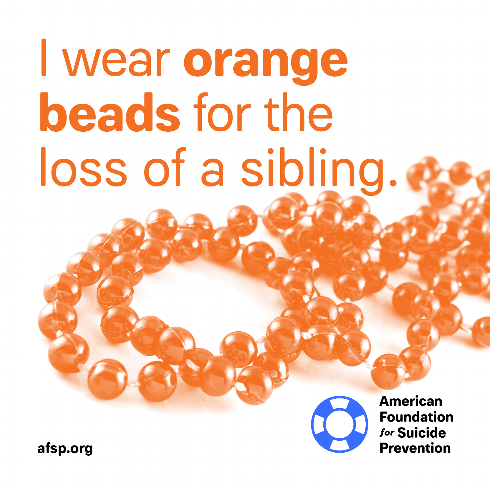 Orange beads for the loss of a sibling