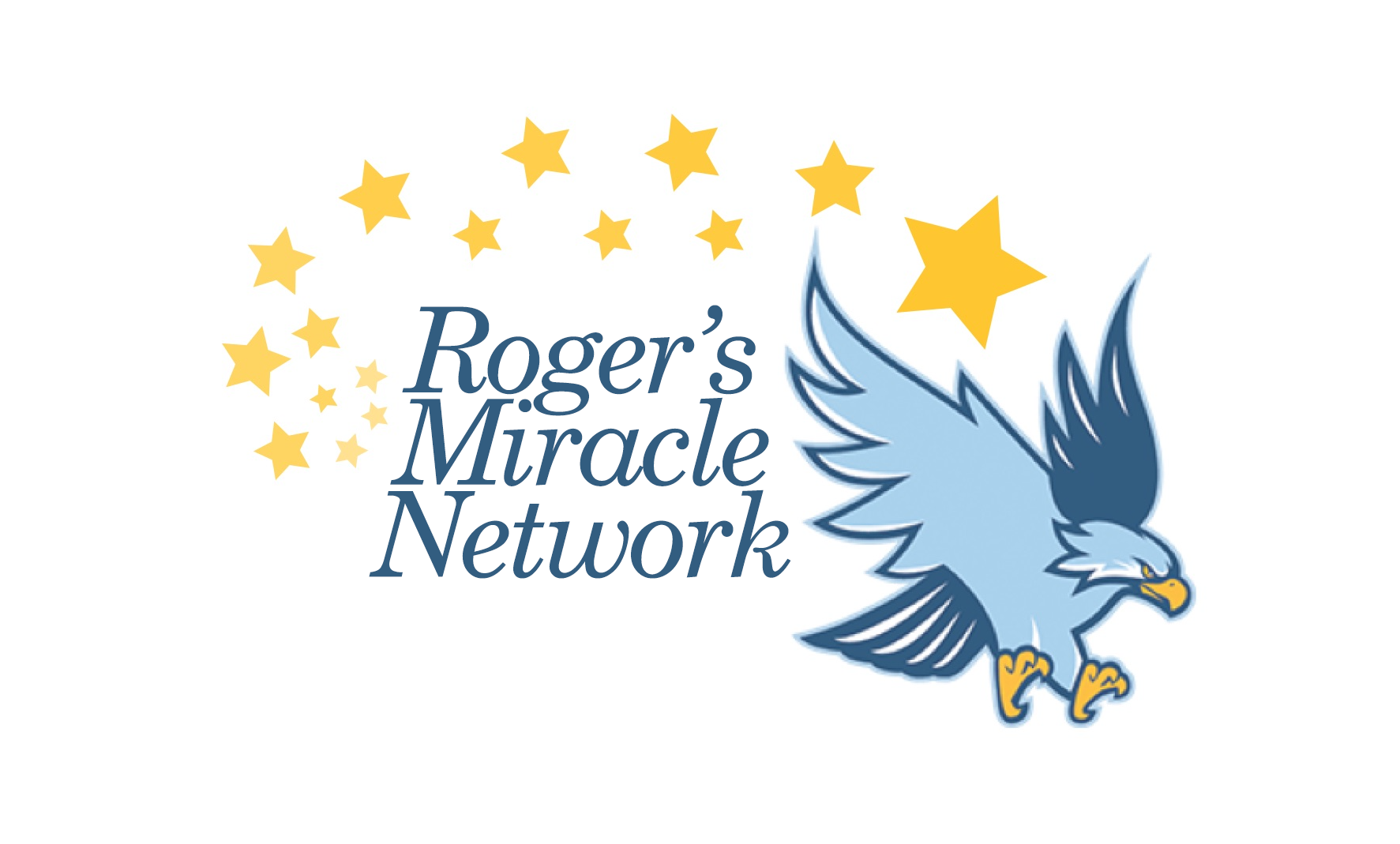 Roger's Miracle Network Logo - blue hawk w/ stars