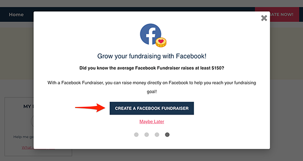 Setting up a Facebook fundraiser when you create your fundraising page