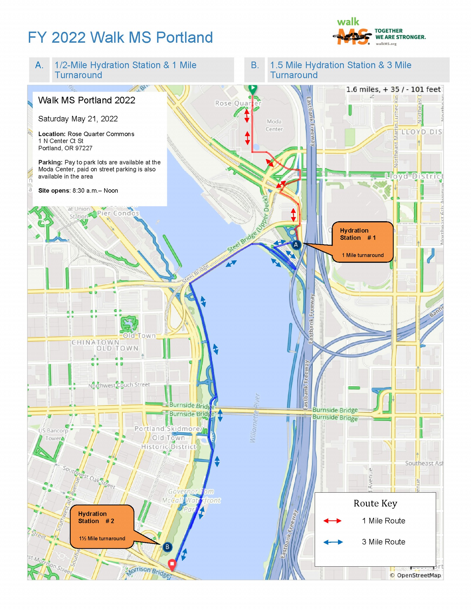 Walk MS: Portland 2022 route map