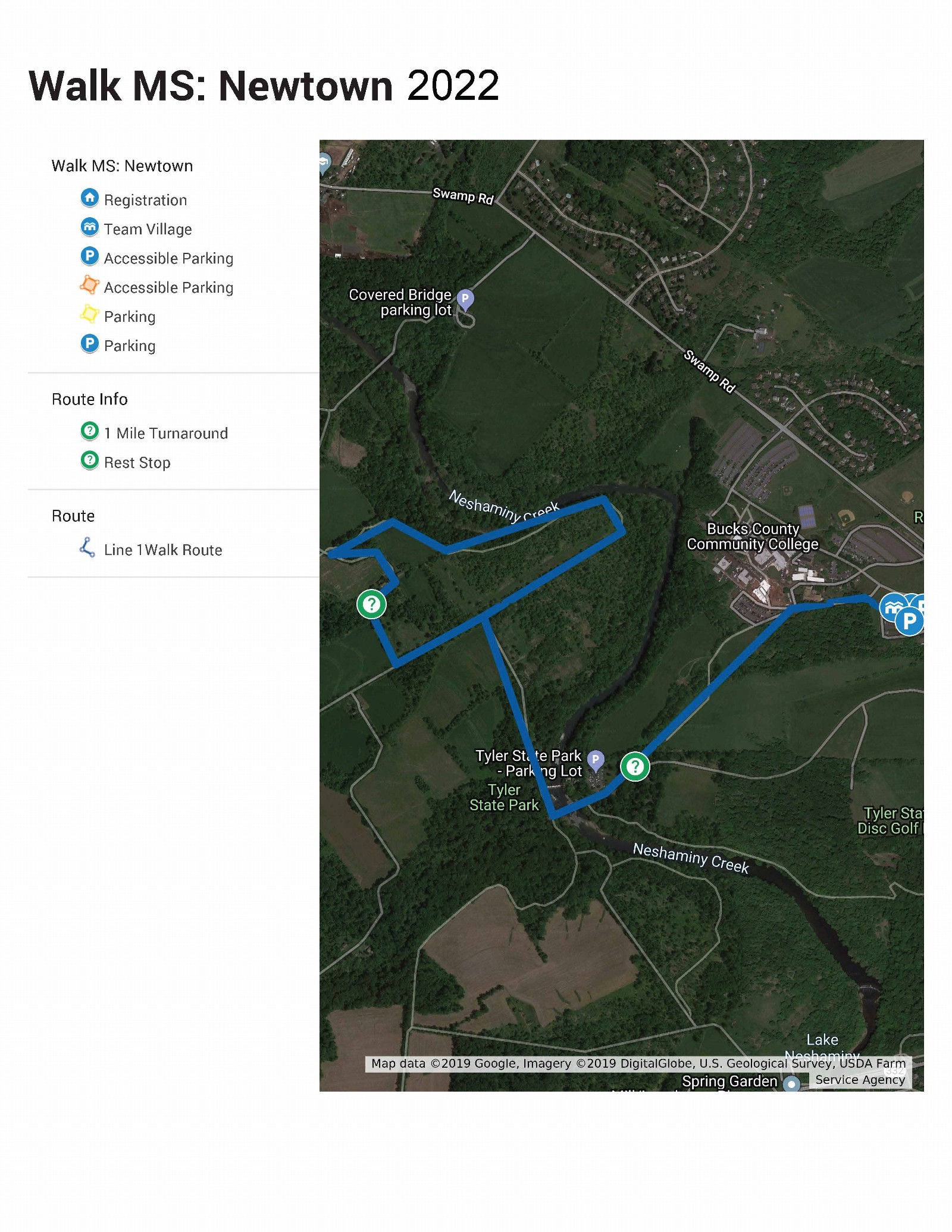 Walk MS: Newtown Route Map image