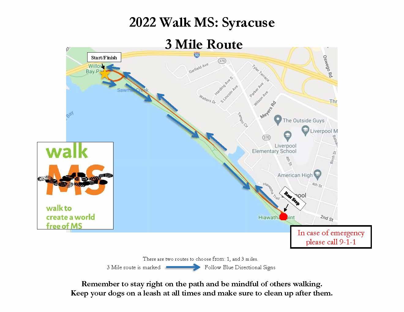 Route Map Walk MS: Spartanburg 3 Miles image