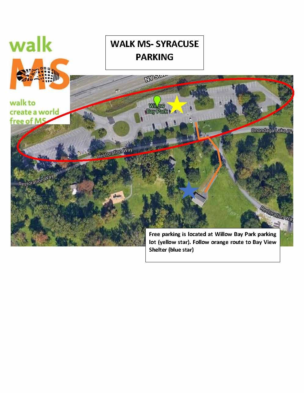 Walk MS: Syracuse 2022 parking map