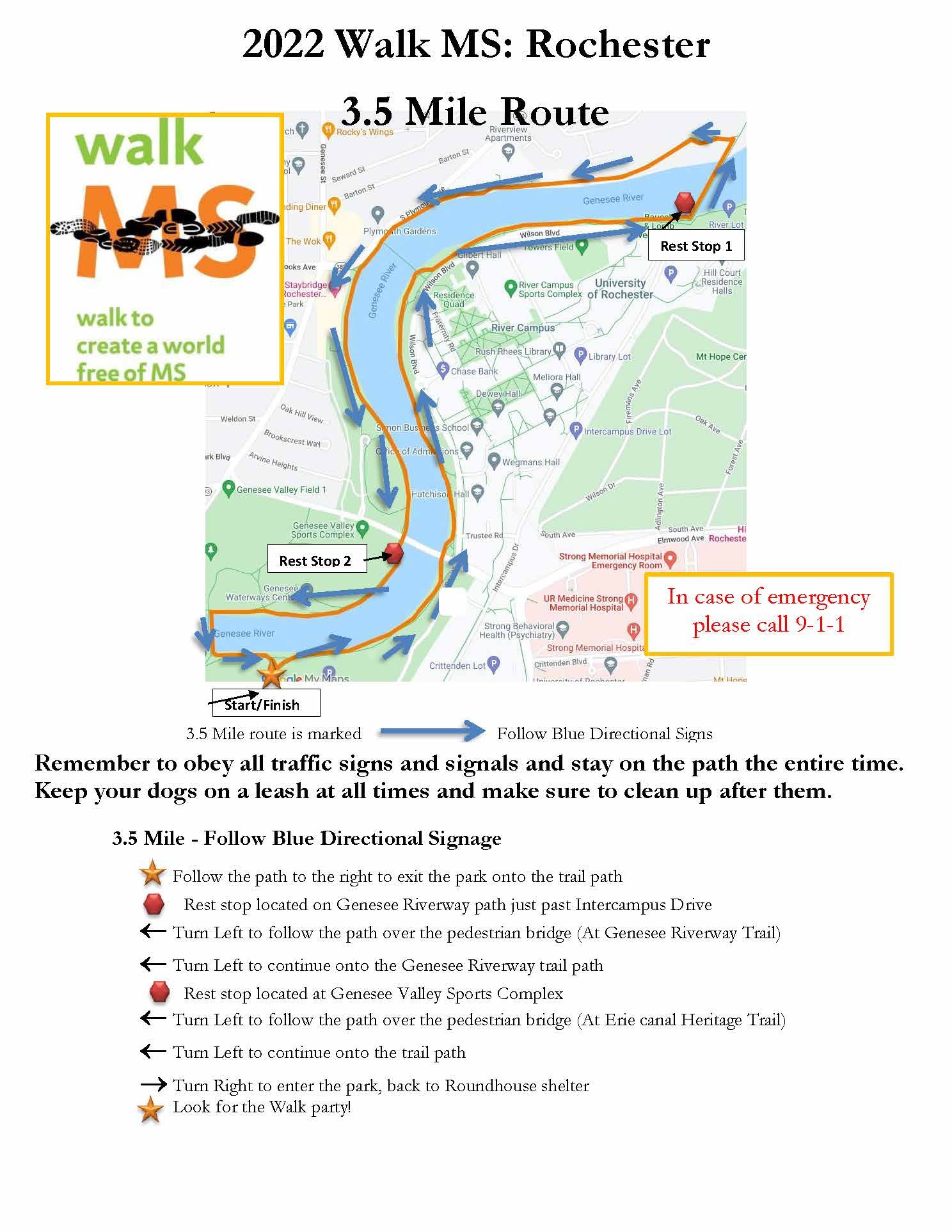 Route Map Walk MS: Rochester 3 Miles image