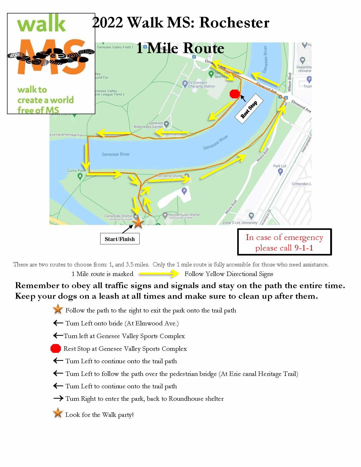 Route Map Walk MS: Rochester 1 Miles image