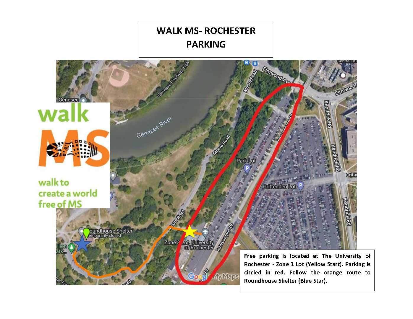Walk MS: Rochester, NY 2022 U of R parking map