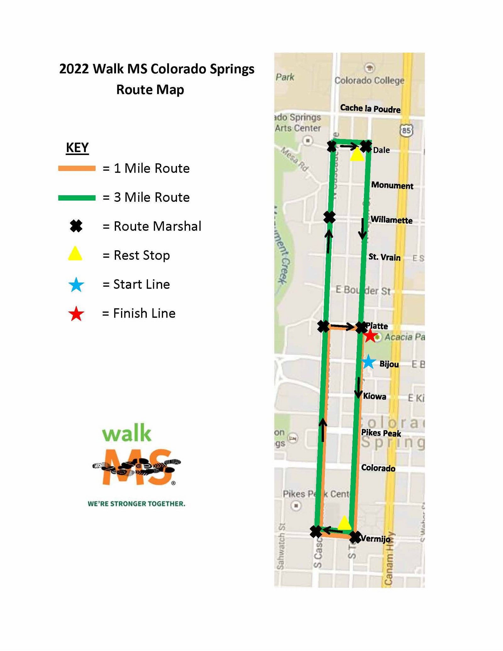 Walk MS: Colorado Springs 2022 route map