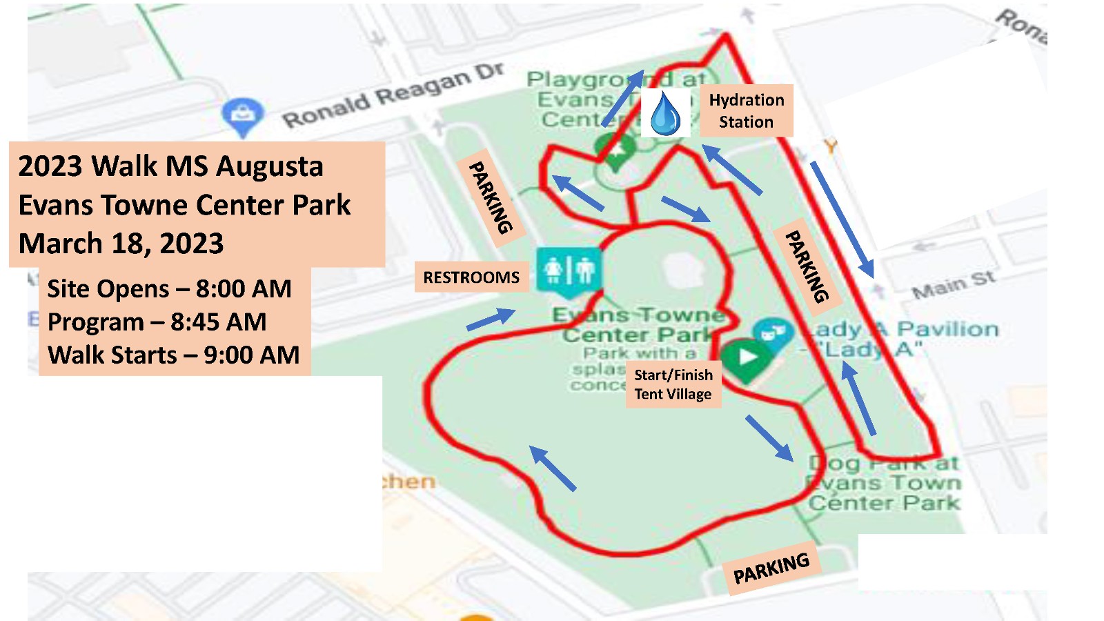 Walk MS Augusta 2023 Route Map