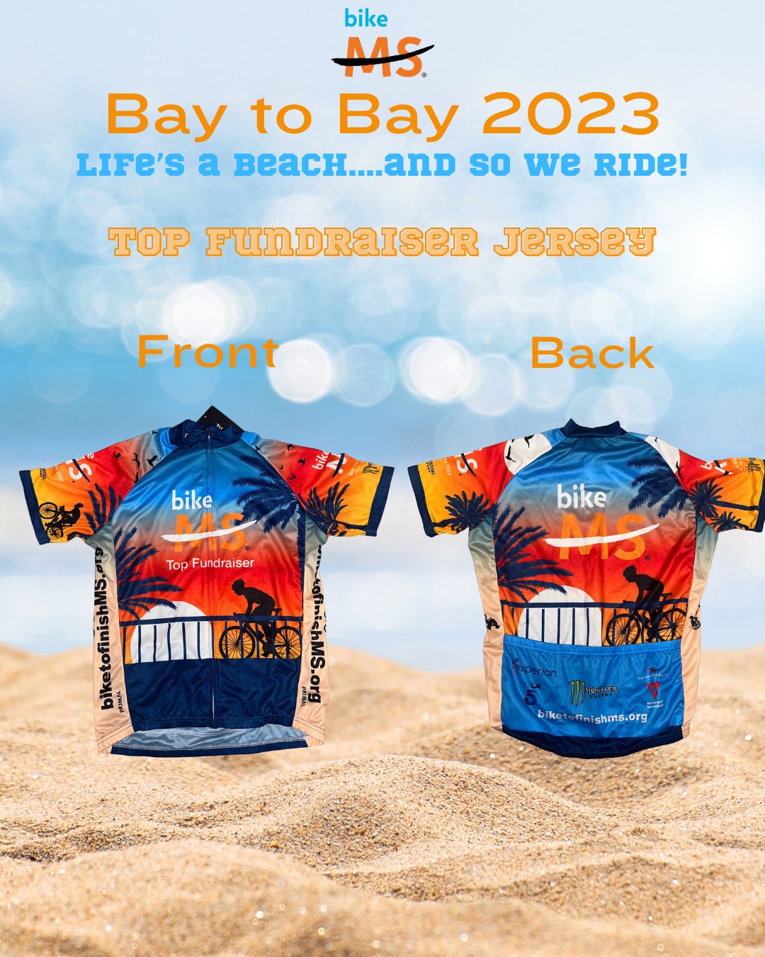 Bike MS Bay to Bay 2023 top fundraiser jersey fyler